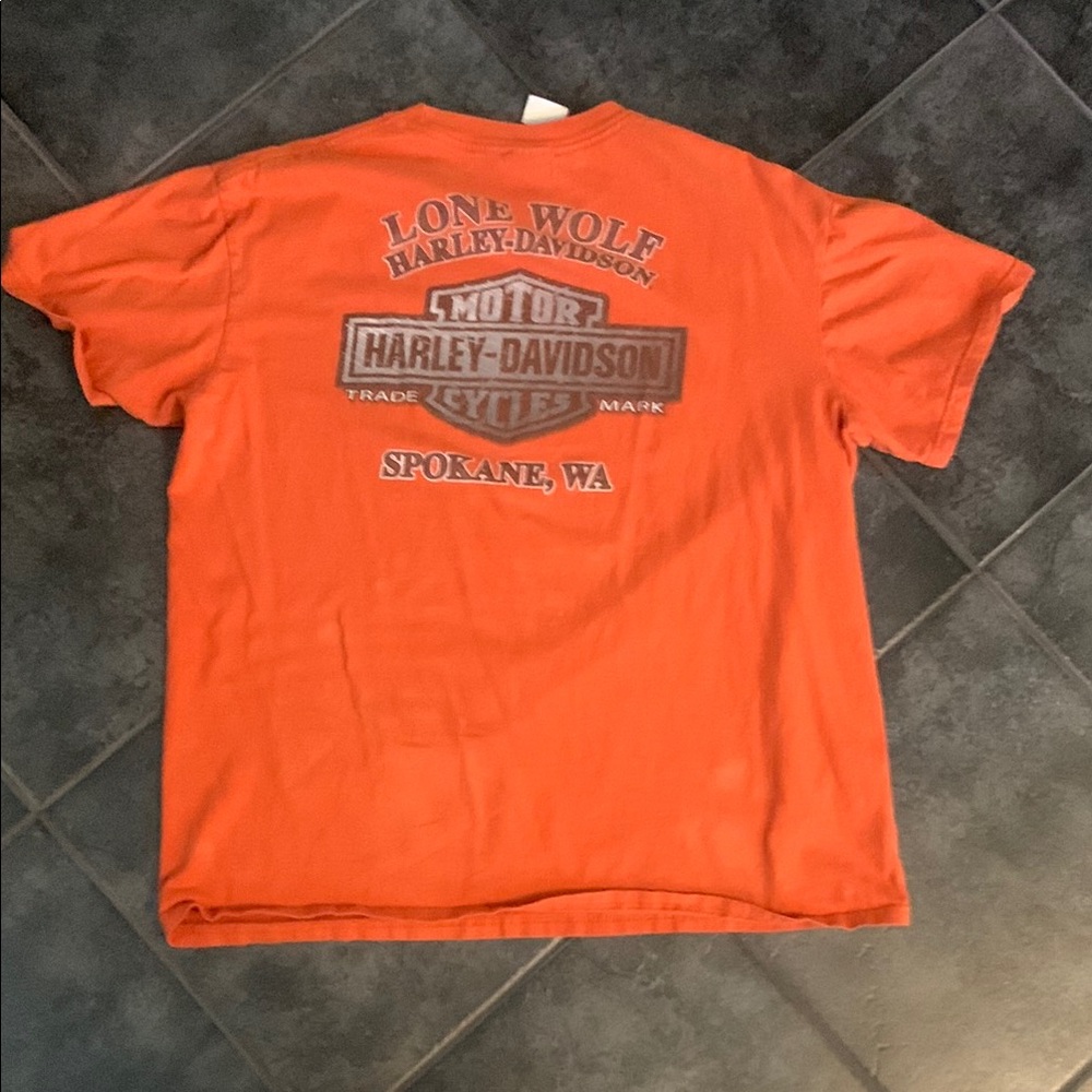Harley-Davidson Orange Short Sleeve Tee size large - Picture 6 of 8